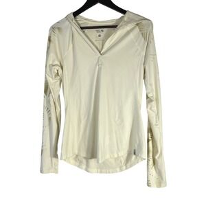 Mountain Hardwear Women's Hooded Long Sleeve Pullover Top M Beige Outdoor Hiking